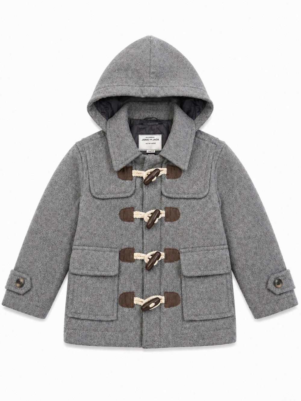 Janie and Jack 18-24M Gray Wool Blend Toggle Zippered Coat Hooded Classic GUC